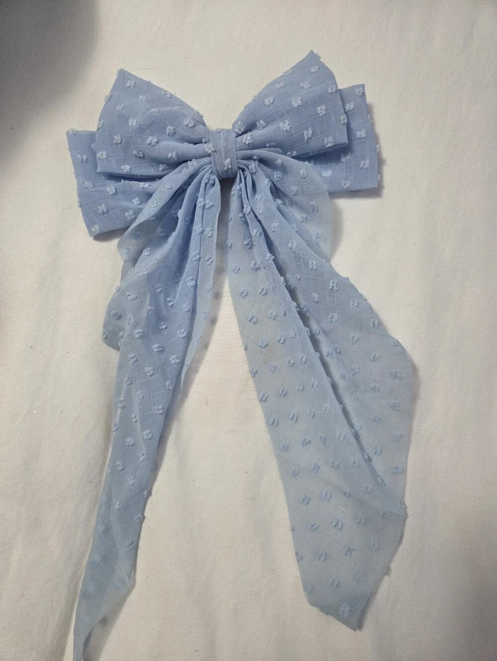 Light Blue Textured Bow Hair Clip for Kids